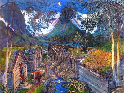 painting of peasant huts